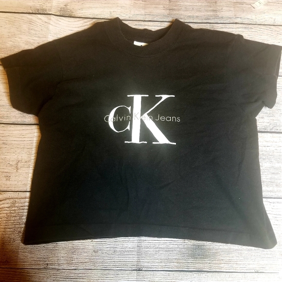 Original Vintage 90s Black Calvin Klein Jeans logo Tee - Picture 2 of 9
